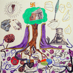 Money Tree<br>Biro and permanent marker pen on paper, 61 x 42 cm